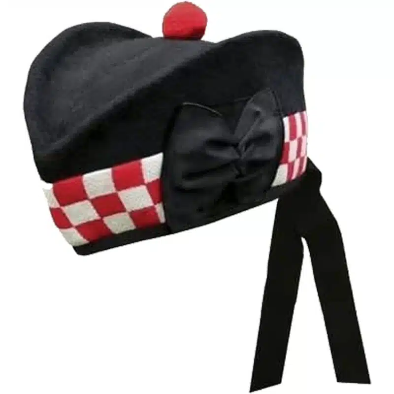 100% Pure Wool Diced Red & White Glengarry Hat