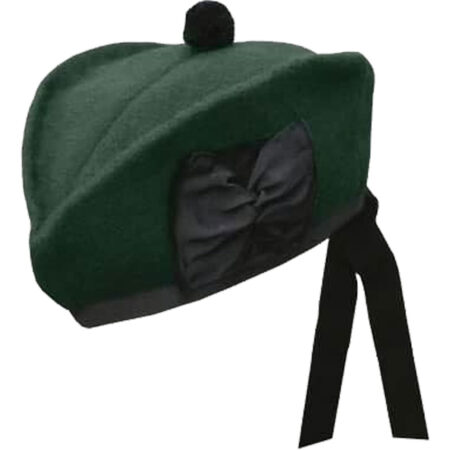 100% Pure Wool Highland Plain Dark Green Glengarry Hat