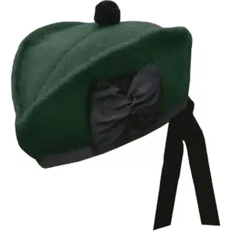 100% Pure Wool Highland Plain Dark Green Glengarry Hat