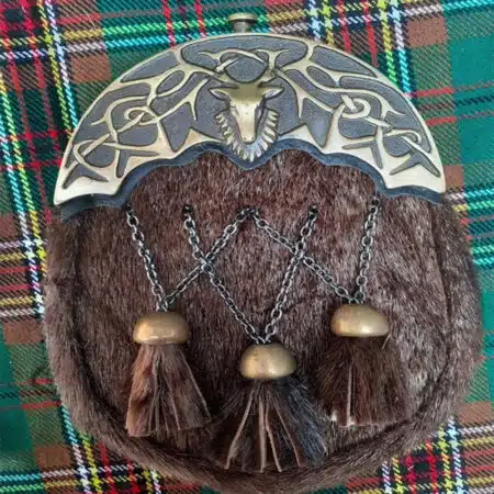 3 Tassels Studded Celtic Scottish Dress Sporran