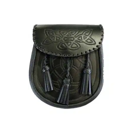 Black Celtic Embossed Leather Sporran
