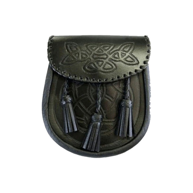 Black Celtic Embossed Leather Sporran