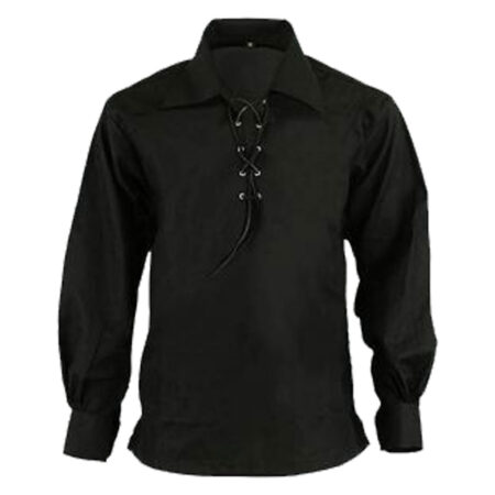 Black Ghillie Shirt For Scottish Kilt