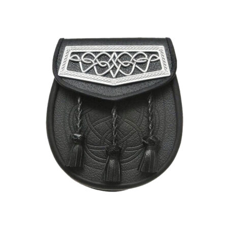 Black Leather Celtic Interweave Plate Sporran