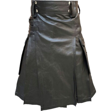 Black Leather Fashion Kilt