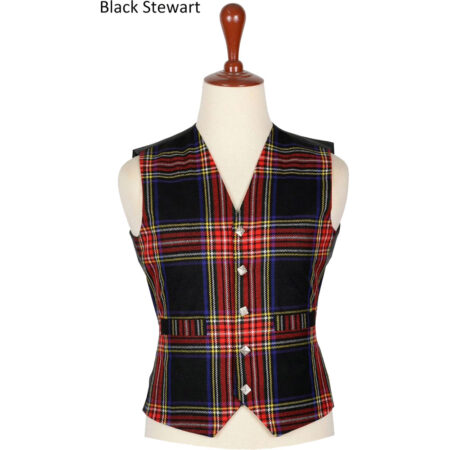 Black Stewart Tartan Vest