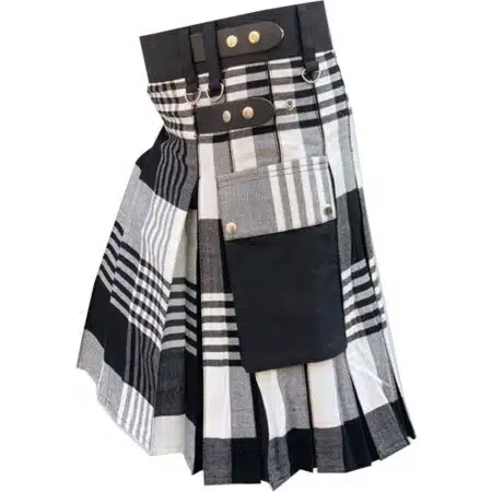 Black & White Fashion Tartan Kilt