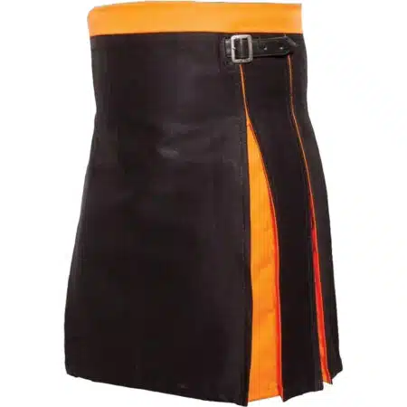 Box Pleated Modern Black And Orange Two Kilt