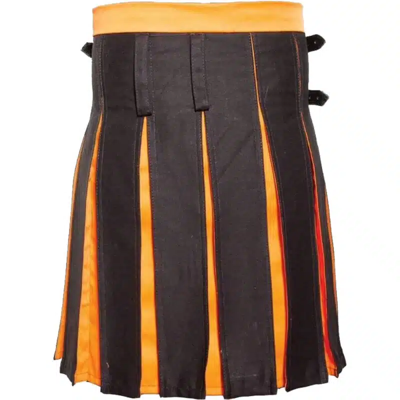 Box Pleated Modern Black And Orange Two Kilt