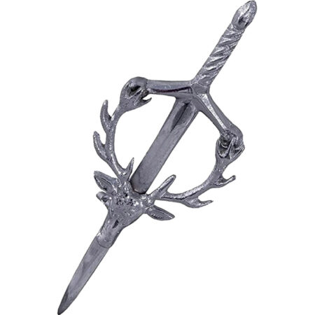 Chrome Stag Head Kilt Pin