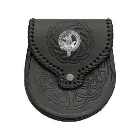 Clan Crest Badge Leather Sporran