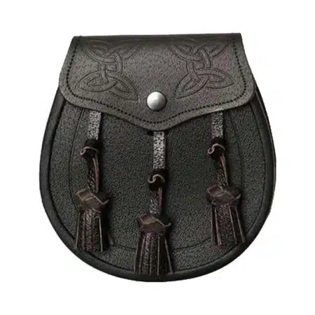 Dark Brown Leather Twin Swirl Celtic Embossed Sporran
