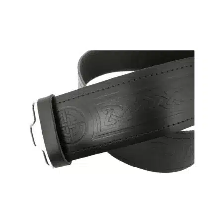 Embossed Scottish Highland Kilt Belt with Celtic Buckle