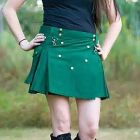 Fashion Green Women Utililty Kilt