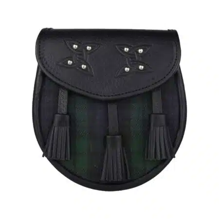 Genuine Leather with Black Watch Tartan Sporran