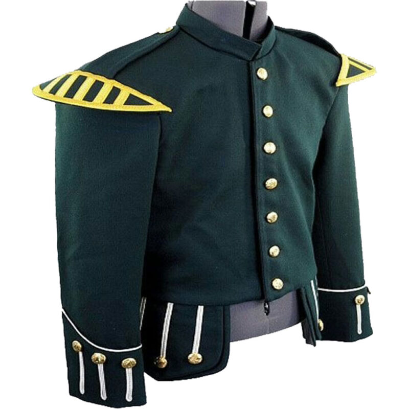 Green Military Piper Drummer Doublet Tunic Jacket Scottish Marching Band jackets