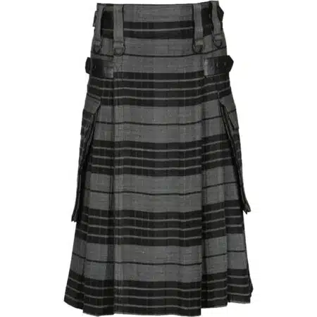 Grey Watch Tartan Utility Kilt with Cargo Pockets