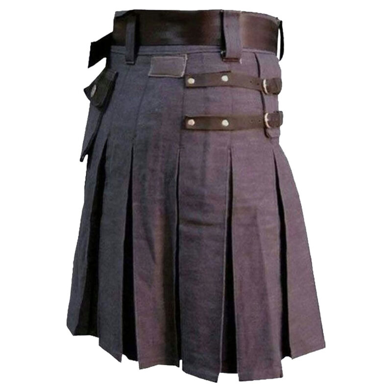 Heavy Duty Denim and Leather Kilt