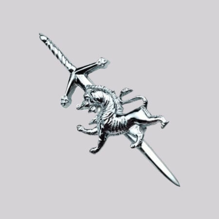 Highland Scottish Rampant Lion Kilt Pin Chrome Finish