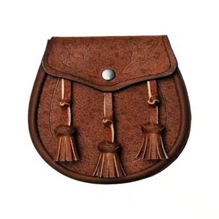 Khaki Leather Twin Swirl Celtic Embossed Sporran