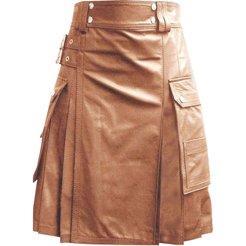 Luxurious Brown Leather Kilt