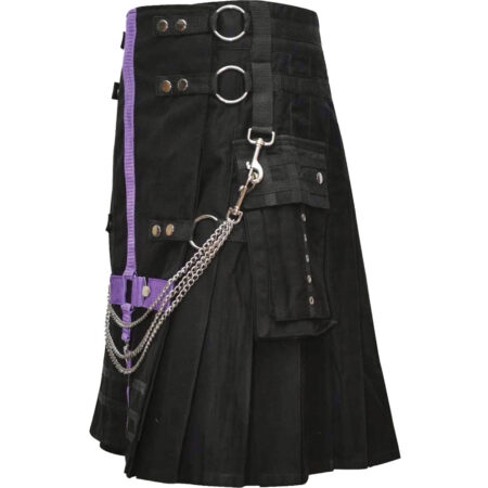 Men Fashion Black Wedding Utility Kilt