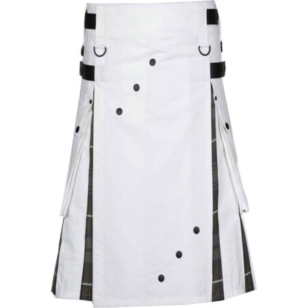 Men's White Cotton Hybrid Kilt