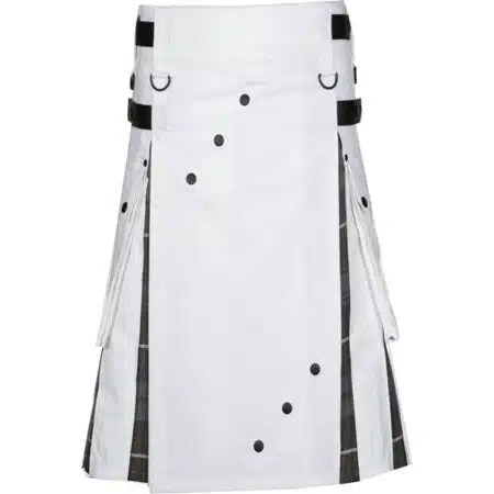 Men's White Cotton Hybrid Kilt