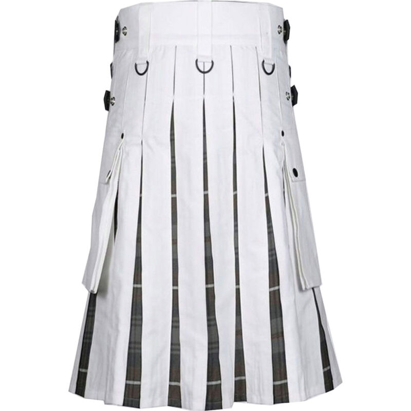 Men's White Cotton Hybrid Kilt