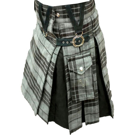 Modern Grey Box Pleated Hybrid Kilt