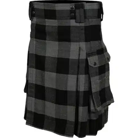 Modern Grey Tartan Utility Kilt