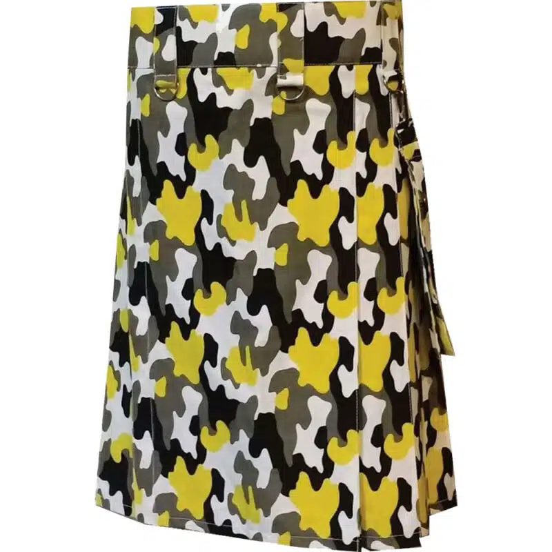 Modern Pattern Camo Utility Kilt with Detachable Pocket