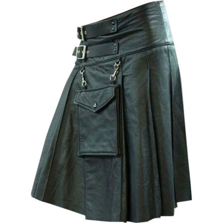 New Black Leather Kilt