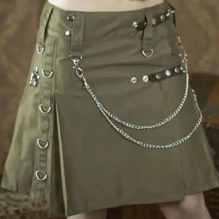 Olive Green Women Utility Kilt