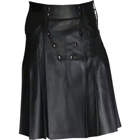 Real Leather Pleated Kilt Clubwear Utility Kilt