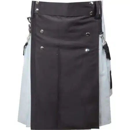 Scottish Black And Gray Cotton Kilt