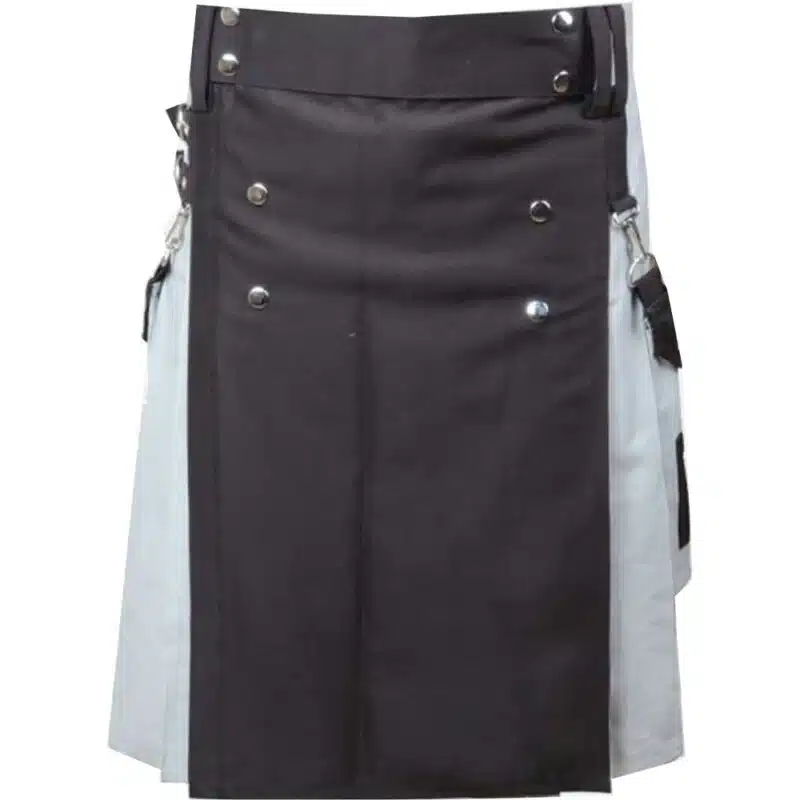 Scottish Black And Gray Cotton Kilt
