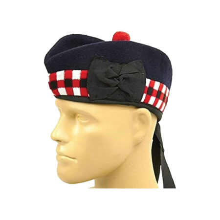 Scottish Glengarry With Red And White Diced Band