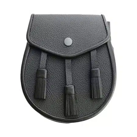 Scottish Three Tassel Leather Sporran With Free Chain Belt