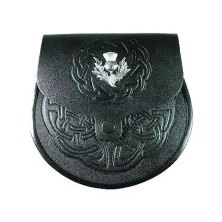 Thistle Crest Embossed Leather Sporran