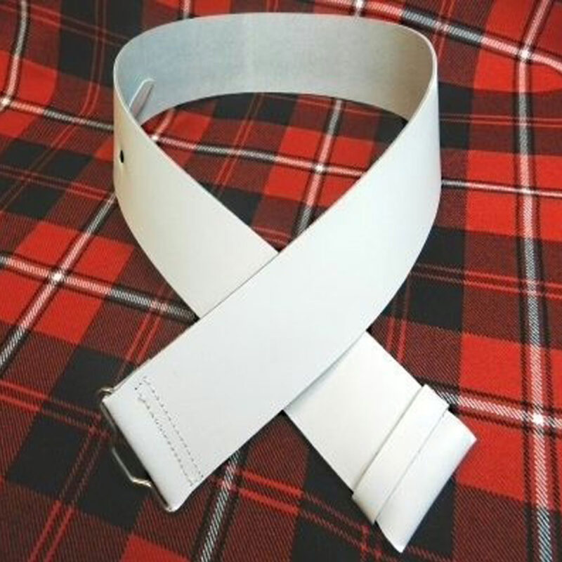 White Leather Kilt Belt