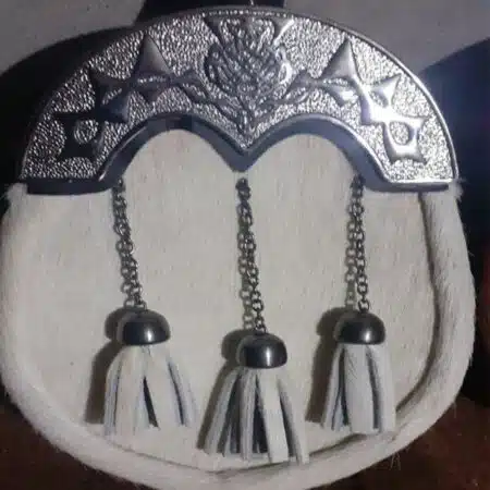 White Seal Skin 3 Tassels Full Dress Sporran