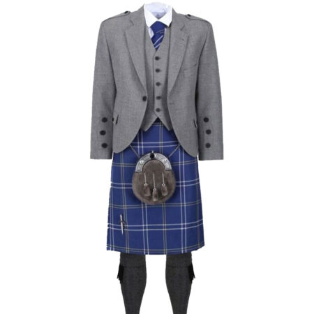 Light Grey Tweed Jacket Kilt Outfit