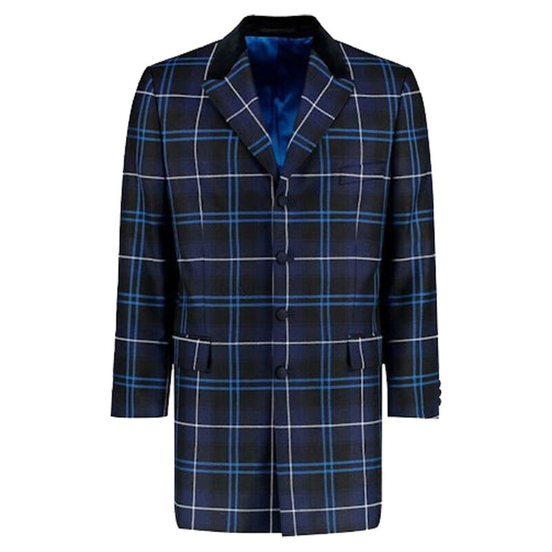 Men's Mid-Thigh Length Tartan Jacket