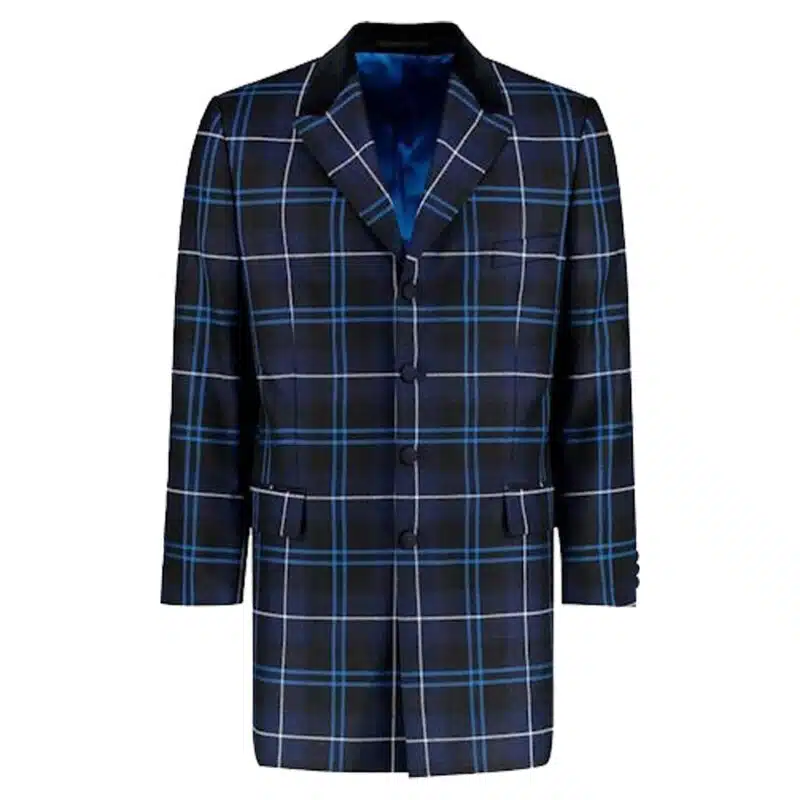 Men's Mid-Thigh Length Tartan Jacket