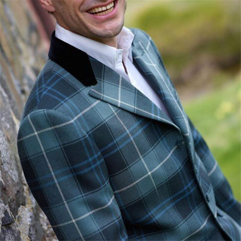 Men's Mid-Thigh Length Tartan Jacket