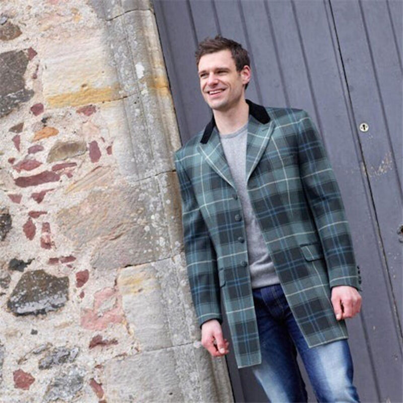 Men's Mid-Thigh Length Tartan Jacket