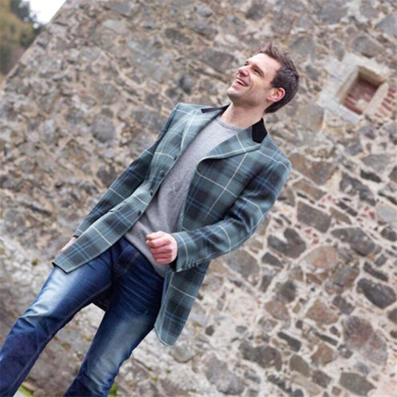 Men's Mid-Thigh Length Tartan Jacket