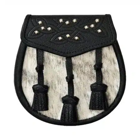 Semi Dress Natural Calfskin 14 Stud Leather Tassel Sporran