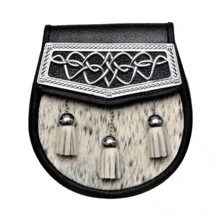 Semi Dress Natural Calfskin Celtic Interweave Plate Sporran